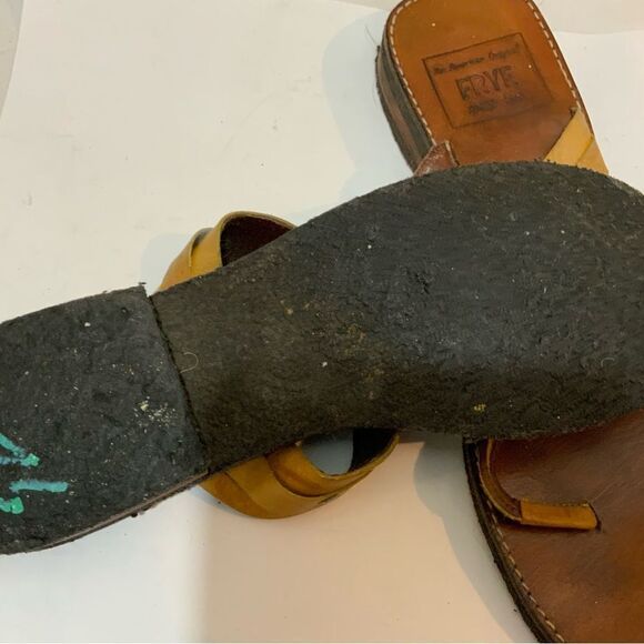 Frye riven Brown Red Leather Studded Thong Sandals Flats Heel Size 9 Made Brazil - Picture 4 of 9